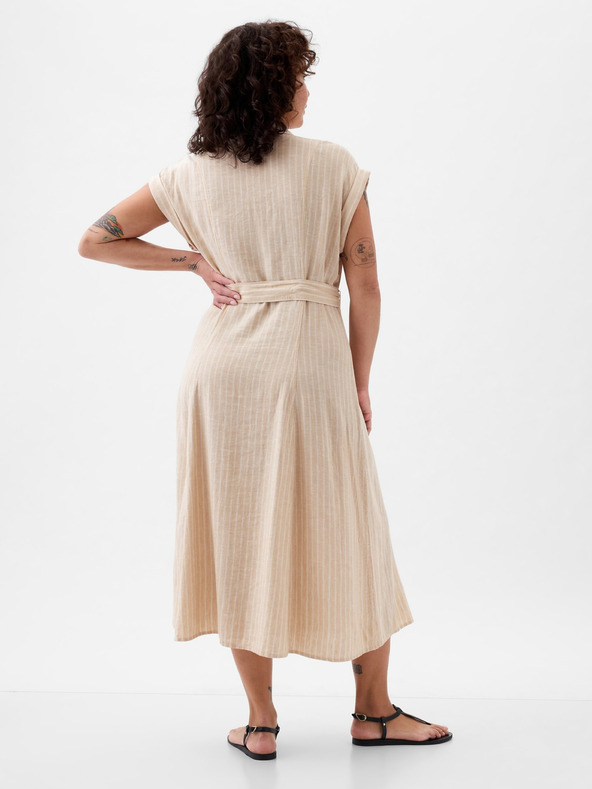 GAP Rochie midi din in tip cămașă GAP