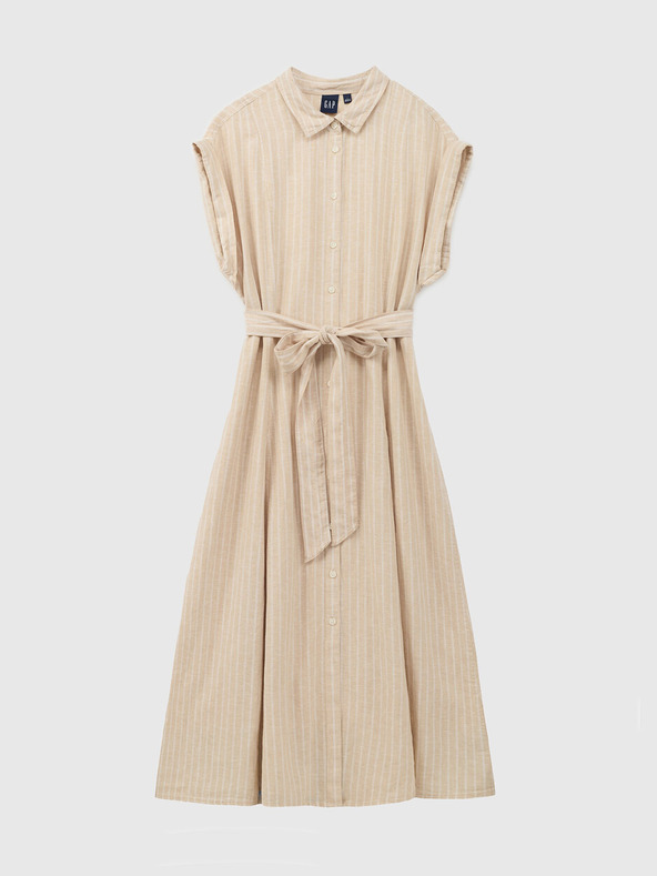 GAP Rochie midi din in tip cămașă GAP