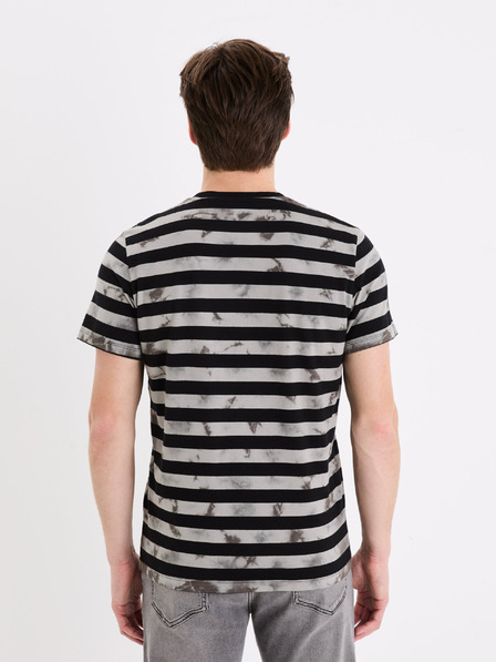 Celio Tricou bărbătesc negru cu dungi Celio Geudi