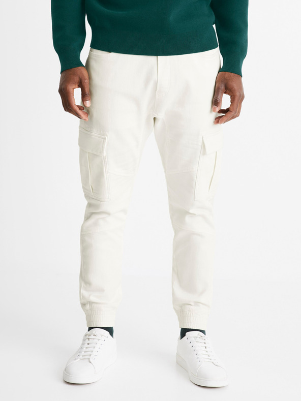 Celio Pantaloni cargo crem pentru bărbați Celio Cokit4