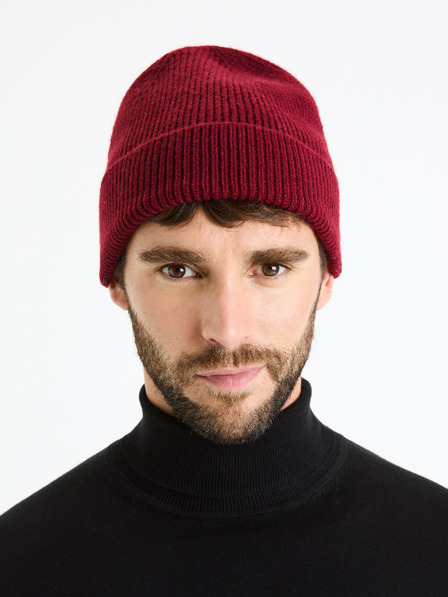 Celio Șapcă bărbătească de iarnă burgundy Celio Viribean