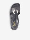 Rieker Sandale cu toc din piele negre pentru femei Rieker