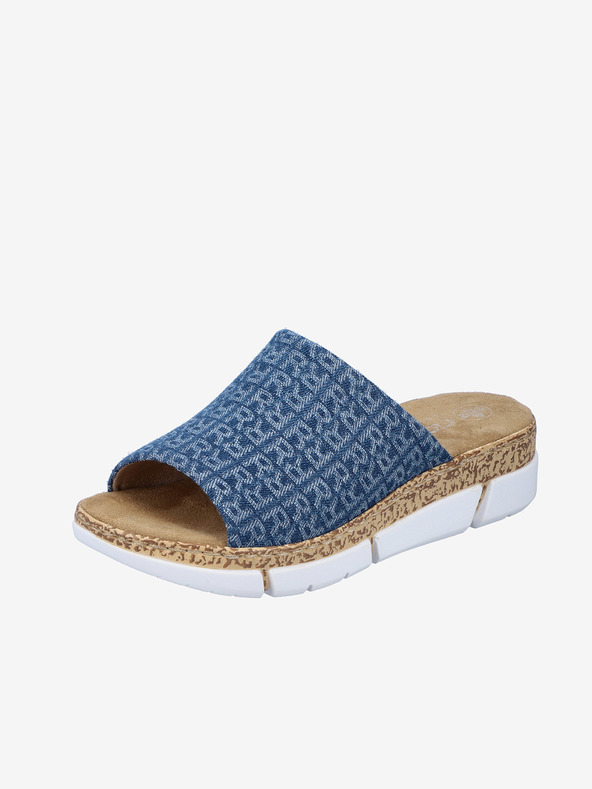 Rieker Papuci de damă albaștri cu model Rieker