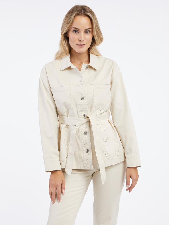 Orsay Jachetă din denim de culoare bej pentru femei ORSAY
