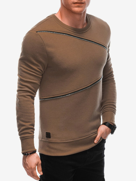 Ombre Clothing Hanorac maro pentru bărbați cu fermoare decorative Îmbrăcăminte Ombre