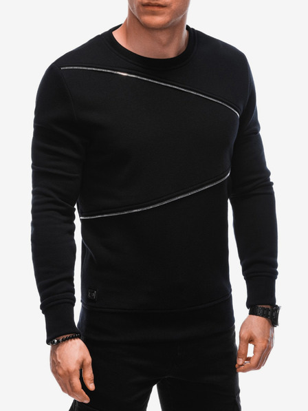 Ombre Clothing Hanorac bărbătesc negru cu fermoare decorative Îmbrăcăminte Ombre