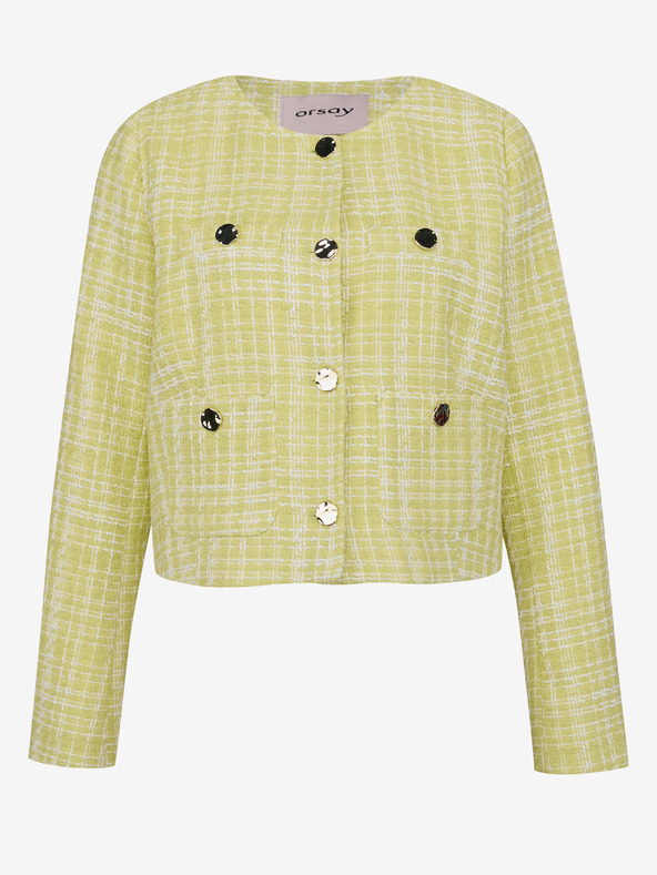 Orsay Jachetă din tweed verde deschis pentru femei ORSAY