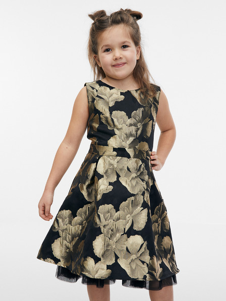 Orsay Rochie cu model floral auriu și negru pentru fete ORSAY