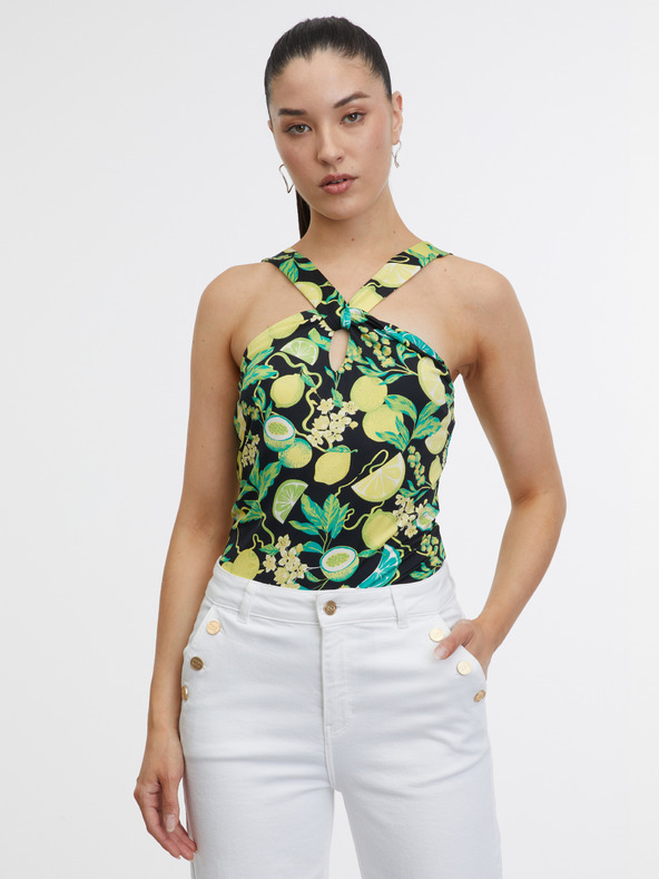Orsay Tricou negru și galben pentru femei cu model ORSAY