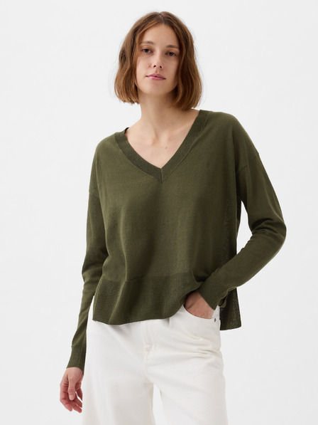 GAP Pulover cu slituri din amestec de in GAP
