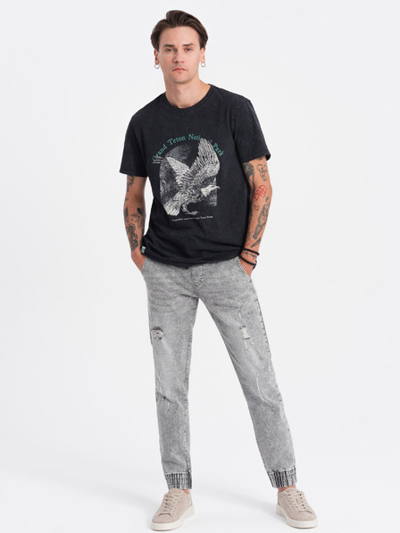 Ombre Clothing Blugi rupți gri deschis pentru bărbați Ombre Clothing