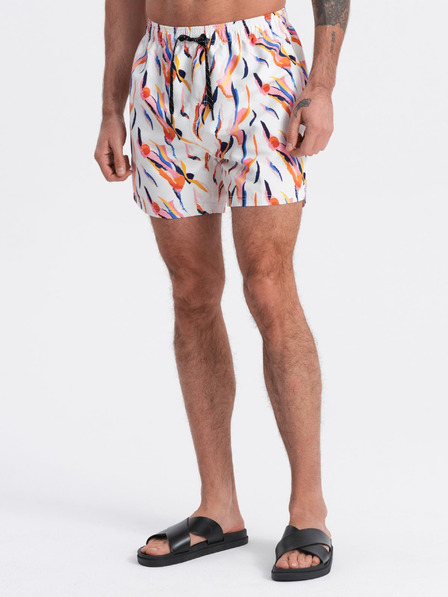 Ombre Clothing Tricou de baie cu model pentru bărbați portocaliu și alb Ombre Clothing