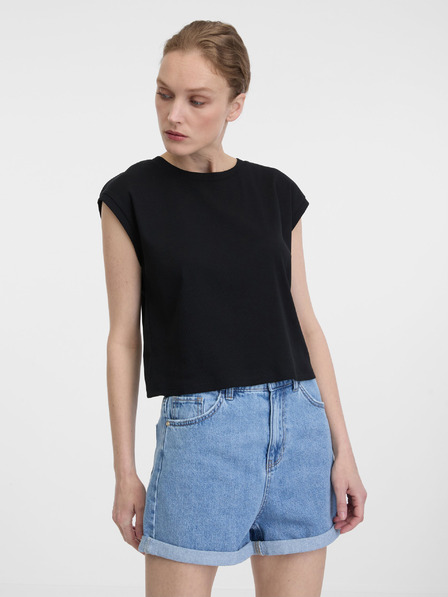 Orsay Tricou negru cu mânecă scurtă pentru femei ORSAY