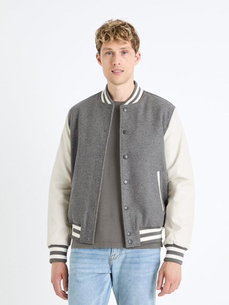 Celio Bomber din amestec de lână crem și gri pentru bărbați de la Celio Fuvarsi