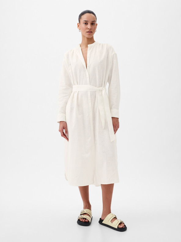 GAP Rochie cămașă maxi din amestec de in GAP