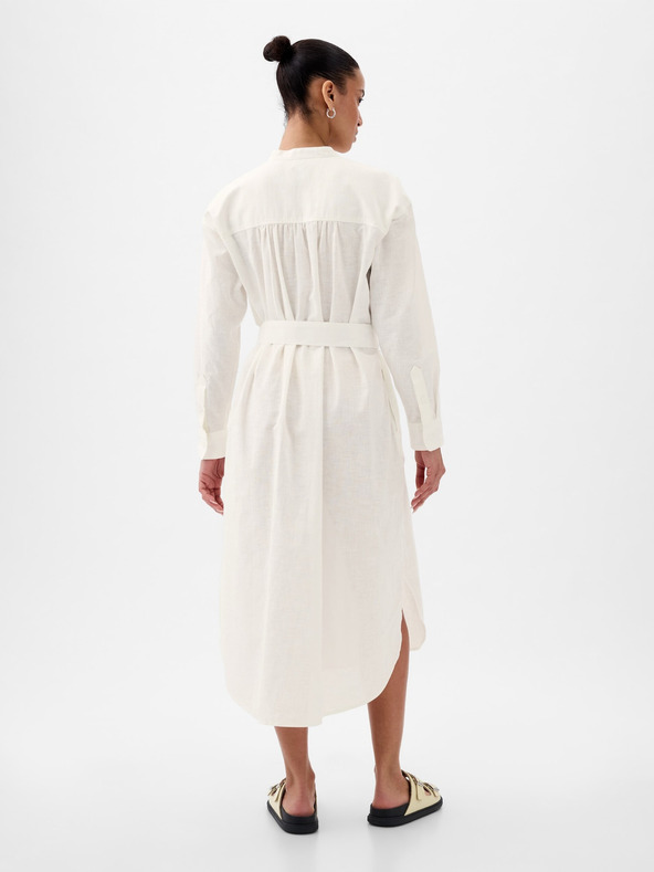 GAP Rochie cămașă maxi din amestec de in GAP