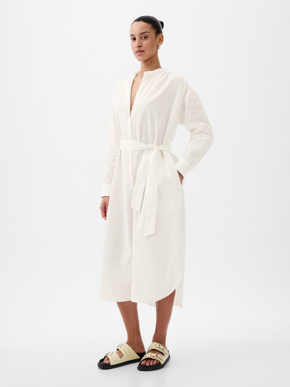 GAP Rochie cămașă maxi din amestec de in GAP