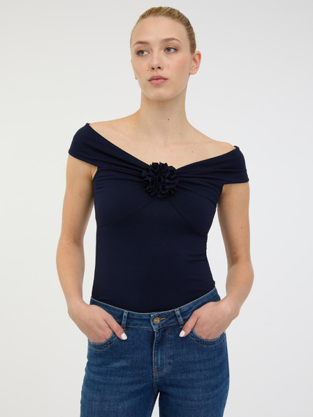 Orsay Tricou negru cu mânecă scurtă pentru doamne cu aplicații ORSAY