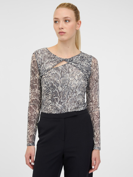 Orsay Tricou negru cu mânecă lungă cu model pentru femei ORSAY