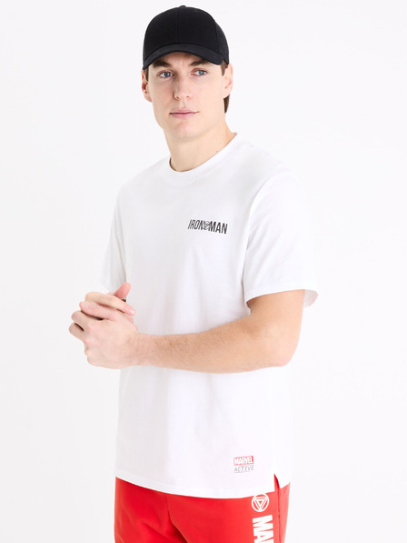 Celio Tricou alb pentru bărbați cu imprimeu Celio Marvel Iron Man