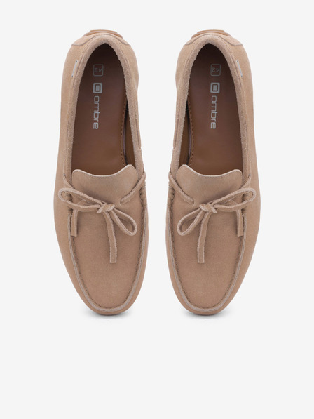 Ombre Clothing Mocasini din piele bej pentru bărbați cu talpă de șofer Ombre Clothing