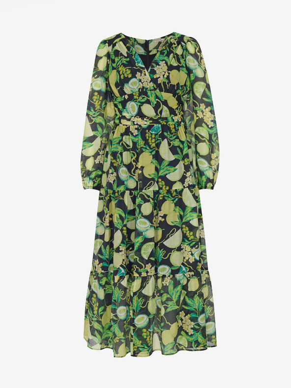 Orsay Rochie maxi pentru femei în negru și galben cu imprimeu ORSAY