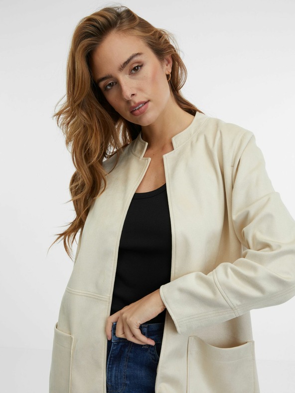 Orsay Geacă din piele bej pentru femei ORSAY