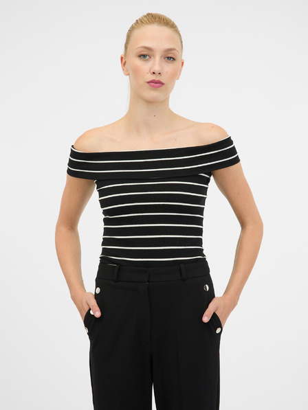 Orsay Tricou negru și alb cu mânecă scurtă pentru femei ORSAY