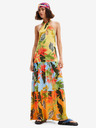 Desigual Rochie de plajă galbenă cu flori pentru femei Maxi Desigual Tropi
