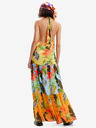 Desigual Rochie de plajă galbenă cu flori pentru femei Maxi Desigual Tropi