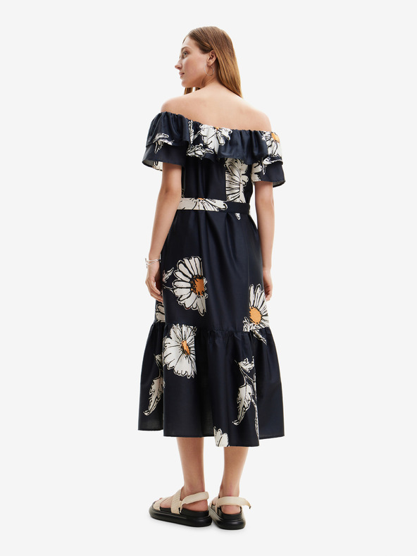 Desigual Rochie midi neagră cu flori pentru femei Desigual Georgeo