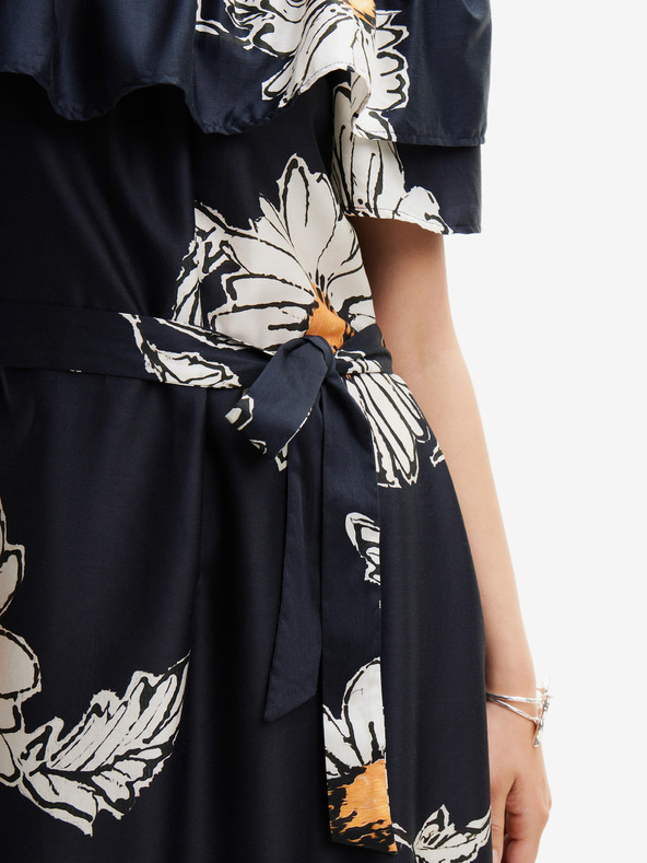 Desigual Rochie midi neagră cu flori pentru femei Desigual Georgeo