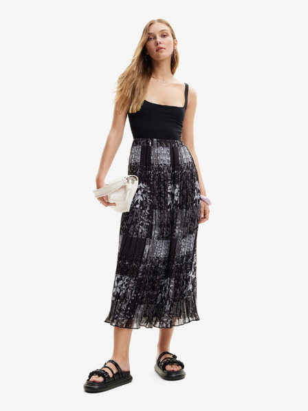 Desigual Rochie maxi neagră cu model pentru femei Desigual Cassidi