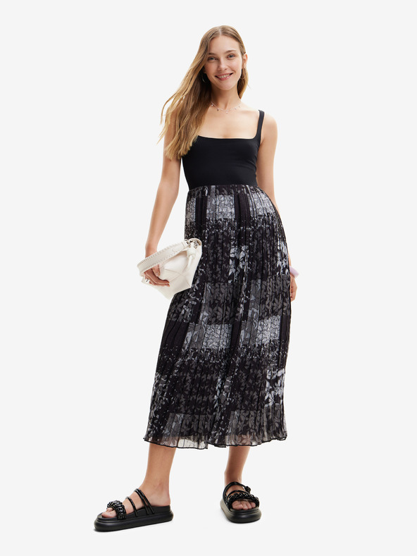 Desigual Rochie maxi neagră cu model pentru femei Desigual Cassidi