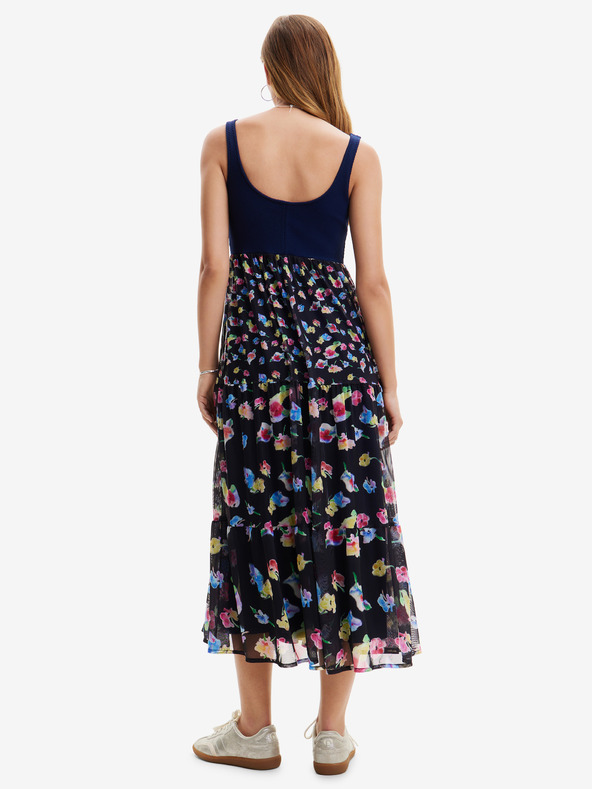 Desigual Rochie maxi florală albastru închis pentru femei Desigual Vancouver