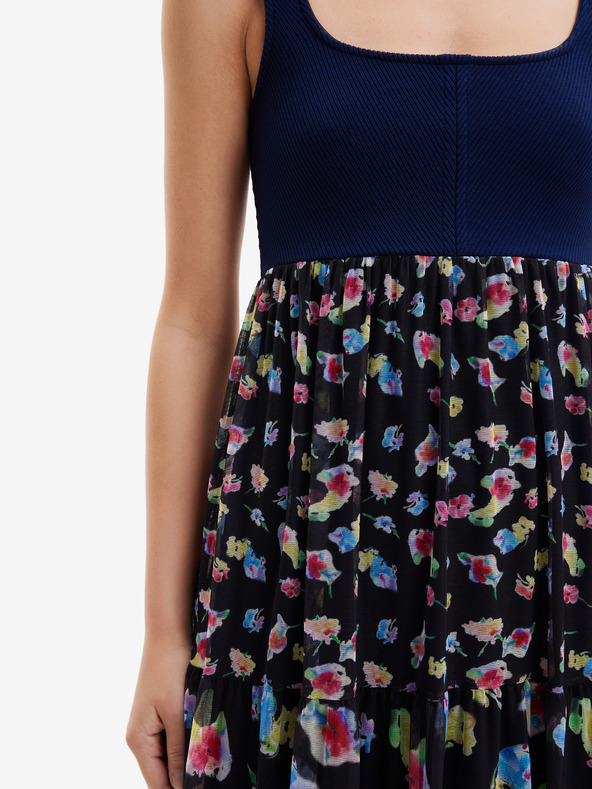 Desigual Rochie maxi florală albastru închis pentru femei Desigual Vancouver
