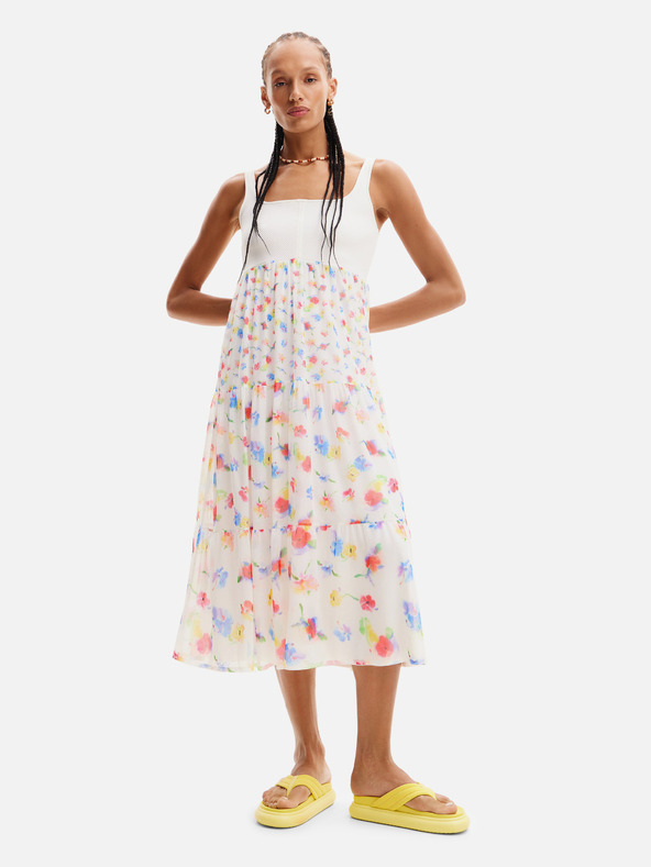 Desigual Rochie midi florală albă pentru femei Desigual Vancouver