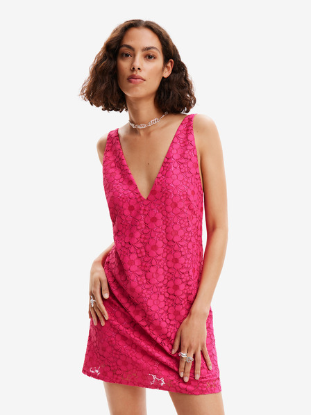 Desigual Rochie de dantelă Desigual Lace roz închis pentru femei