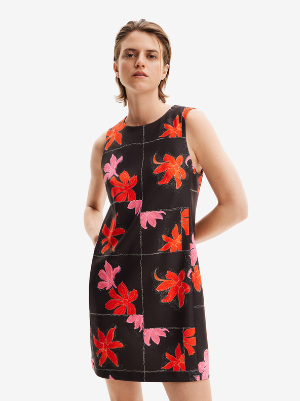 Desigual Rochie mini florală roșie și neagră pentru femei Desigual Houston