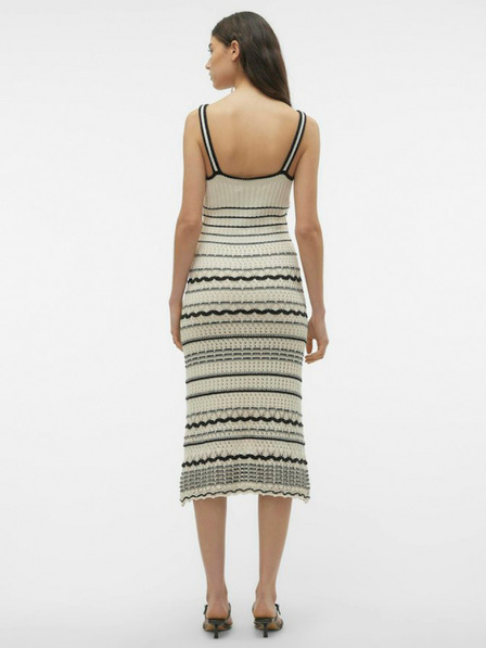 Vero Moda Rochie midi cu dungi negre și crem pentru femei Vero Moda Minou