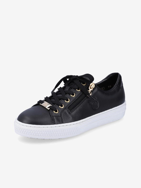 Rieker Adidași negri din piele pentru femei Rieker