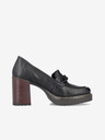 Rieker Mocasini negri cu toc din piele pentru femei Rieker
