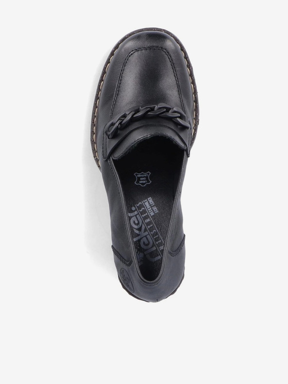 Rieker Mocasini negri cu toc din piele pentru femei Rieker