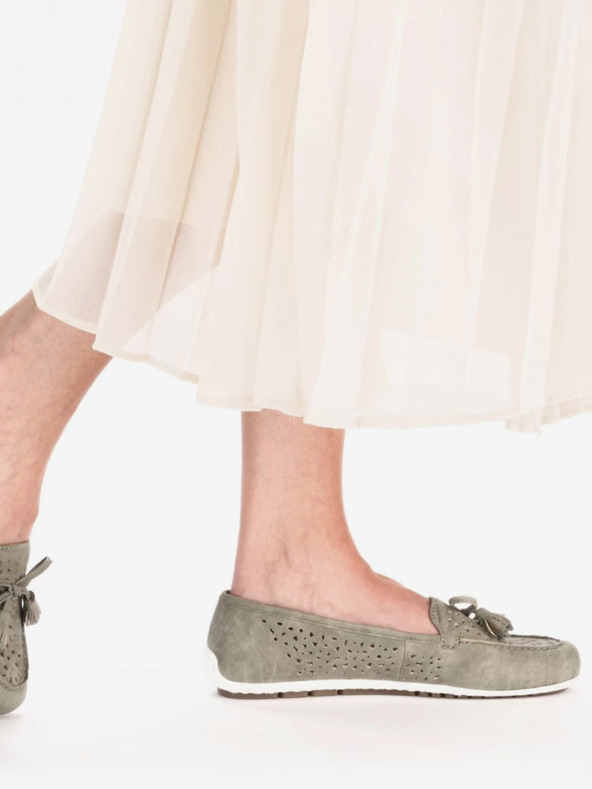 Rieker Mocasini verzi pentru femei din piele întoarsă Rieker