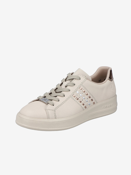 Rieker Adidași din piele pentru femei, crem Rieker