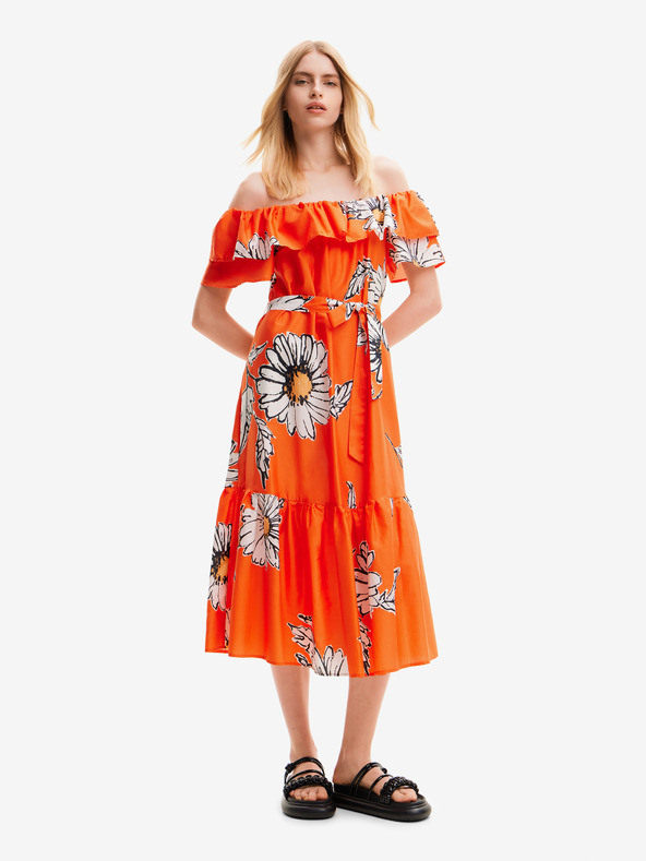 Desigual Rochie midi florală portocalie pentru femei Desigual Georgeo