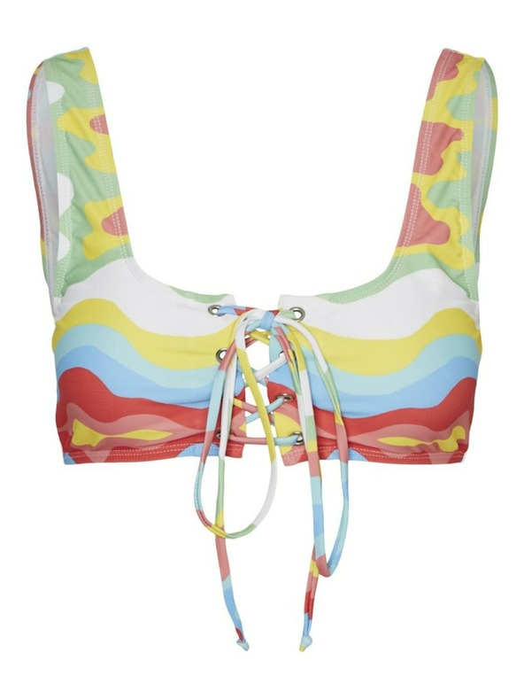 Noisy May Top costum de baie pentru femei albastru și galben Noisy May Wave