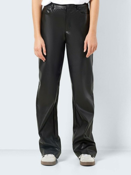 Noisy May Pantaloni negri din piele pentru femei Noisy May Andy