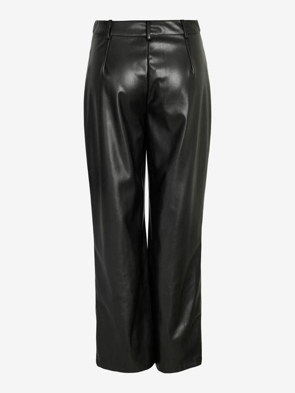 Noisy May Pantaloni negri din piele pentru femei Noisy May Andy