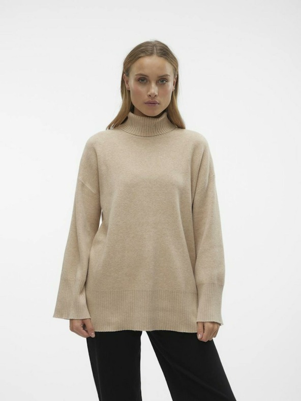 Vero Moda Pulover cu guler înalt bej pentru femei VERO MODA Goldneedle